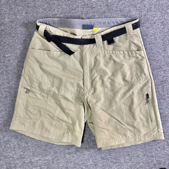 Cabela's Mens Hiking Shorts size 36 Beige Nylon Belted Outdoor Utility - Picture 1 of 9
